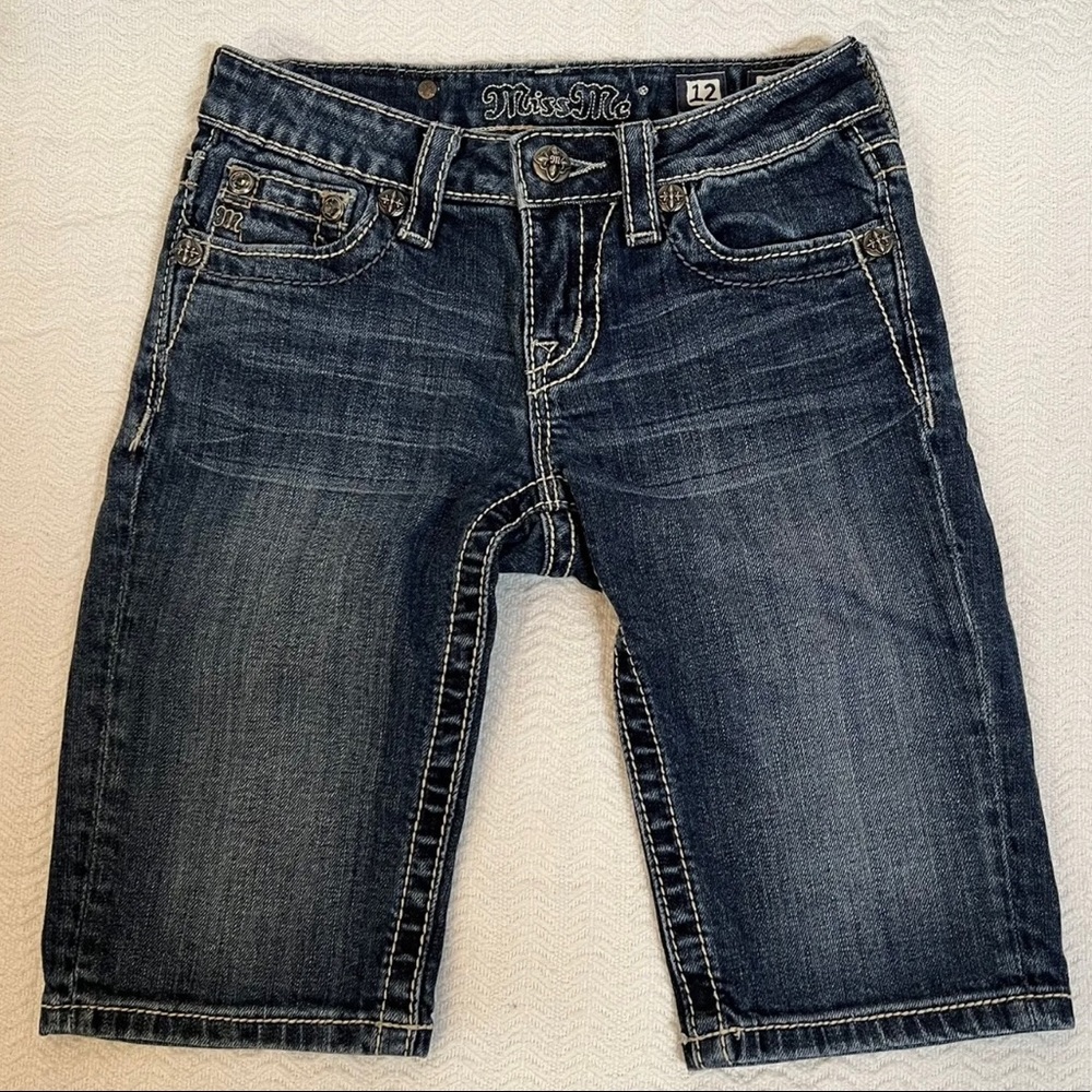 miss me / bermuda distressed shorts embellished pockets size 12 girl